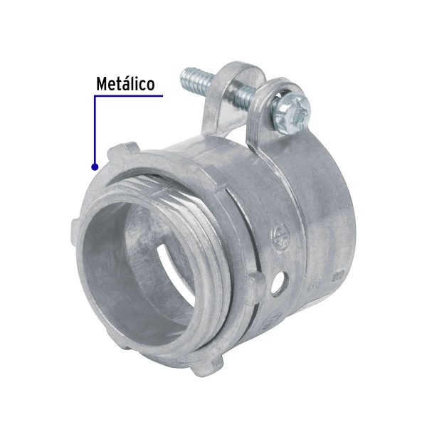 C-TUBOS FLEXIBLES 47342 - Conector recto 1' para tubo flexible metálico, Volteck