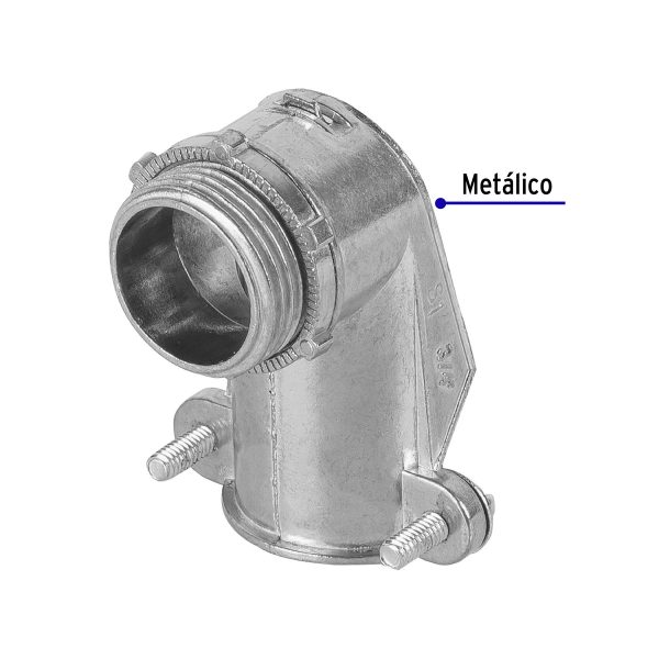 C-TUBOS FLEXIBLES 47344 - Conector curvo 3/4' para tubo flexible metálico, Volteck