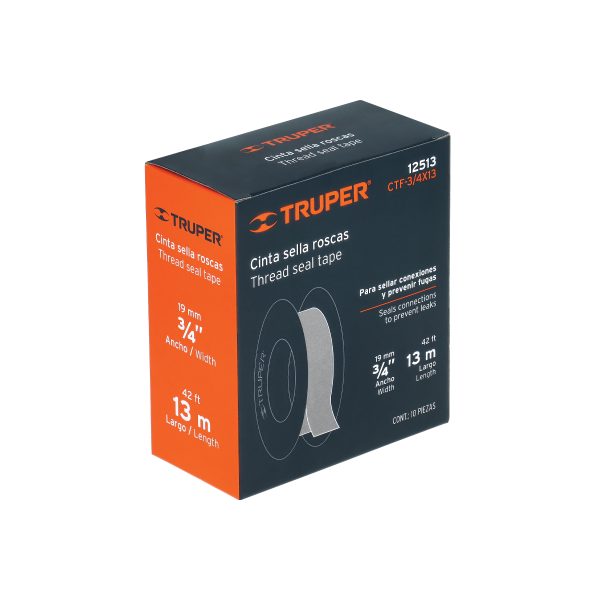 12513 - Cinta sella roscas 3/4' X 13 m de largo, uso general, Truper