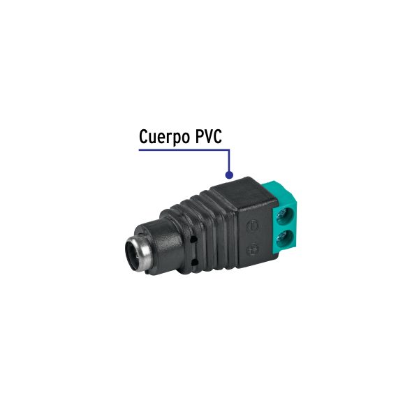 49795 - Conector de energía para CCTV tipo hembra, Volteck