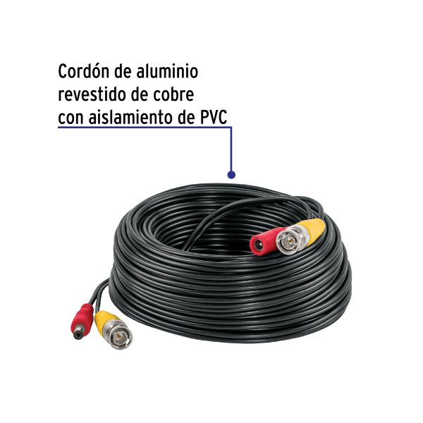 49789 - Cable Video y Energía Tipo Siamés CCTV, 20 metros, Volteck