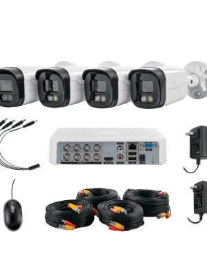 49588 - Kit video vigilancia, 8 canales, 4 cámaras, 5MP, Disco 1TB