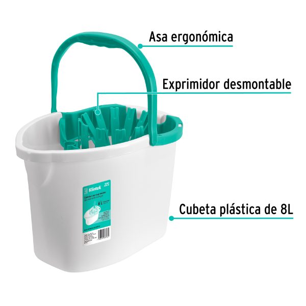 55961 - Cubeta plástica con exprimidor, 8L KLINTEK