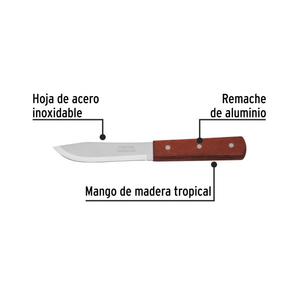 23075 - Cuchillo cebollero 5' mango de madera, Pretul
