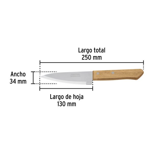 23079 - Cuchillo de chef 5' mango de madera, Pretul