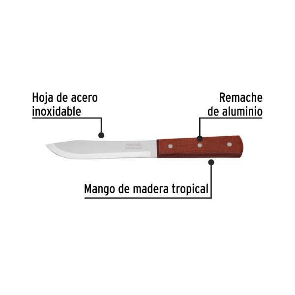 23076 - Cuchillo cebollero 6' mango de madera, Pretul