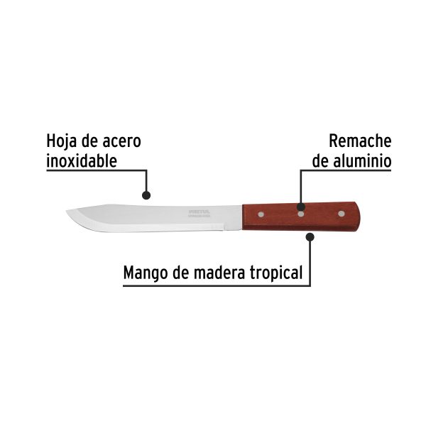 23077 - Cuchillo cebollero 7' mango de madera, Pretul