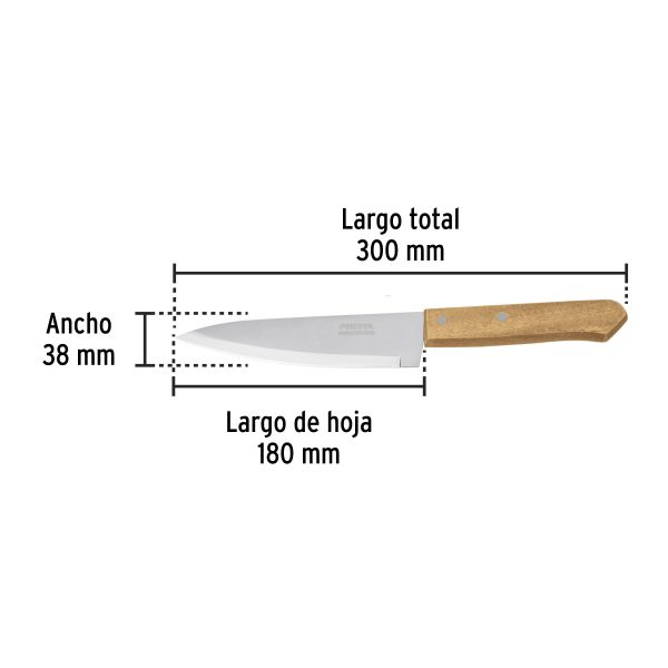 23081 - Cuchillo de chef 7' mango de madera, Pretul