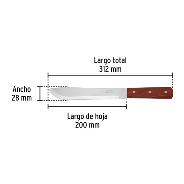 23078 - Cuchillo cebollero 8' mango de madera, Pretul