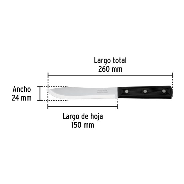 23085 - Cuchillo cebollero 6' mango de polipropileno, Pretul