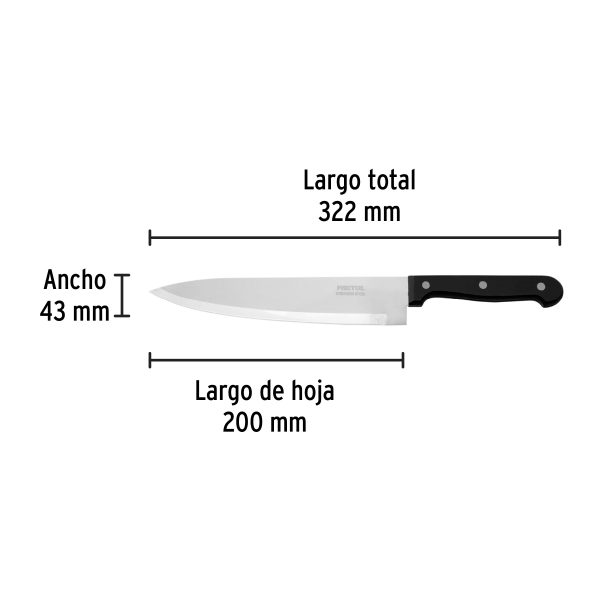 23091 - Cuchillo de chef 8' mango de polipropileno, Pretul