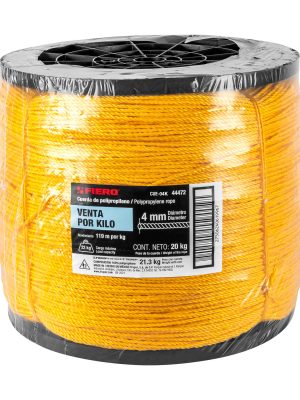 44472 - Kilo de cuerda amarilla de polipropileno 4mm, carrete 20 kg