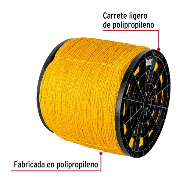 44472 - Kilo de cuerda amarilla de polipropileno 4mm, carrete 20 kg