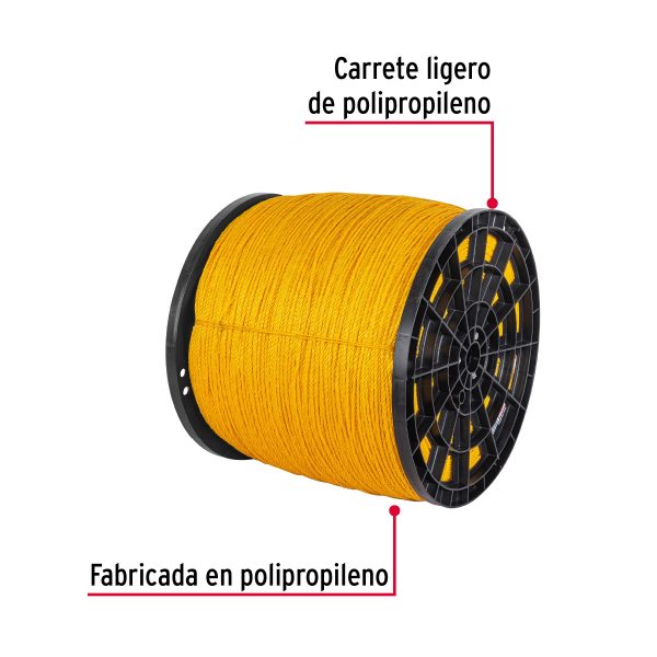 40174 - Metro de cuerda amarilla de polipropileno 4mm, carrete 2380m