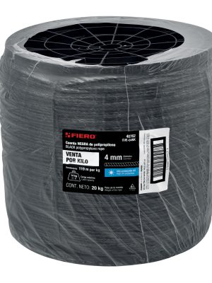 40762 - Kilo de cuerda negra de polipropileno 4 mm, carrete 20kg