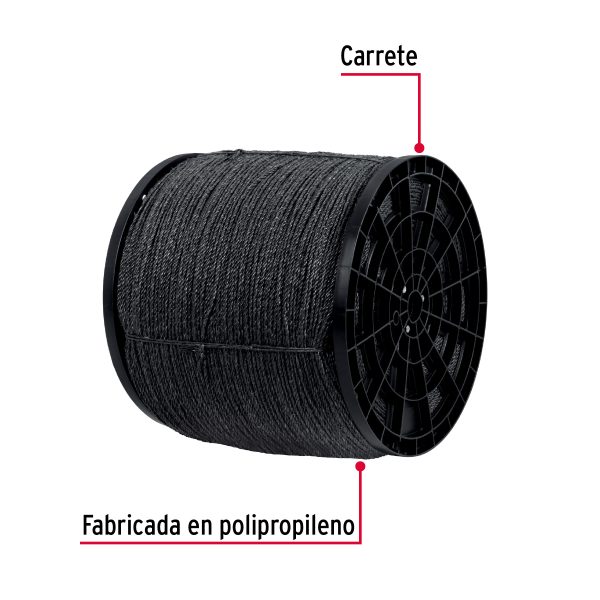40762 - Kilo de cuerda negra de polipropileno 4 mm, carrete 20kg