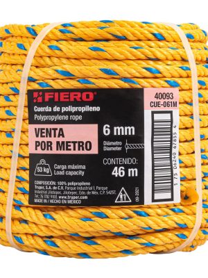 CUE-061ME1.jpg 40093 - Metro de cuerda amarilla de polipropileno 6 mm, rollo 46m