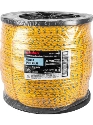 CUE-06KE1.jpg 44485 - Kilo de cuerda amarilla de polipropileno 6mm, carrete 20kg