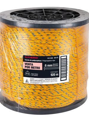 40175 - Metro de cuerda amarilla de polipropileno 6mm, carrete 920m