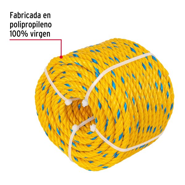 40094 - Metro de cuerda amarilla de polipropileno 8 mm, rollo 32m