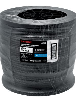 40764 - Kilo de cuerda negra de polipropileno 8 mm, carrete 20kg