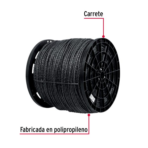 40764 - Kilo de cuerda negra de polipropileno 8 mm, carrete 20kg