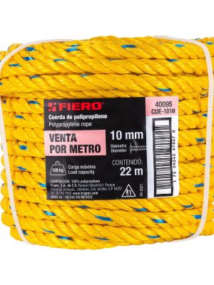 CUE-101ME1.jpg 40095 - Metro de cuerda amarilla de polipropileno 10 mm, rollo 22m