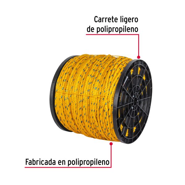 40177 - Metro de cuerda amarilla de polipropileno 10mm, carrete 440m