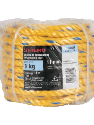 40187 - Kilo de cuerda amarilla de polipropileno 11 mm, rollo 1kg