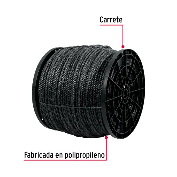40766 - Kilo de cuerda negra de polipropileno 11 mm, carrete 20kg
