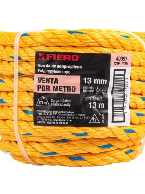 CUE-131ME1.jpg 40097 - Metro de cuerda amarilla de polipropileno 13 mm, rollo 13m