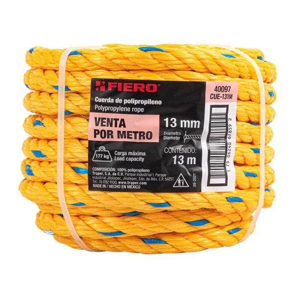 40097 - Metro de cuerda amarilla de polipropileno 13 mm, rollo 13m