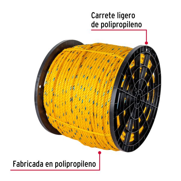 44489 - Kilo de cuerda amarilla de polipropileno 13mm, carrete 30kg