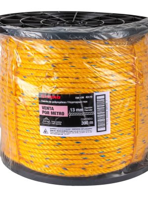 40179 - Metro de cuerda amarilla de polipropileno 13mm, carrete 390m