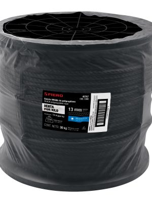 40767 - Kilo de cuerda negra de polipropileno 13 mm, carrete 30kg