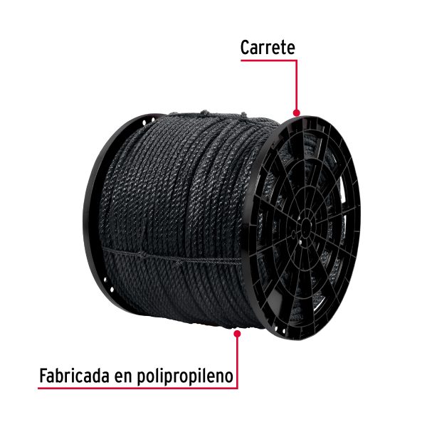 40767 - Kilo de cuerda negra de polipropileno 13 mm, carrete 30kg