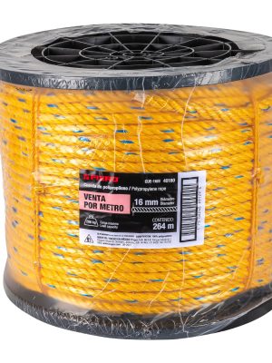 40180 - Metro de cuerda amarilla de polipropileno 16mm, carrete 264m