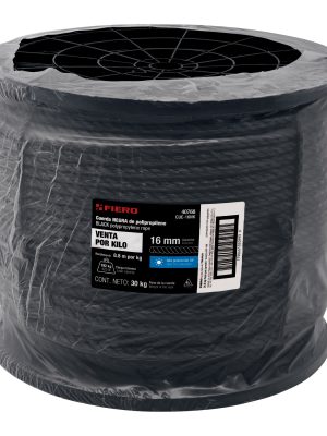 40768 - Kilo de cuerda negra de polipropileno 16 mm, carrete 30kg
