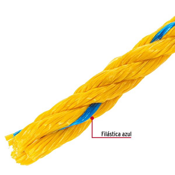 40958 - Kilo de cuerda amarilla de polipropileno 19mm, rollo 1kg