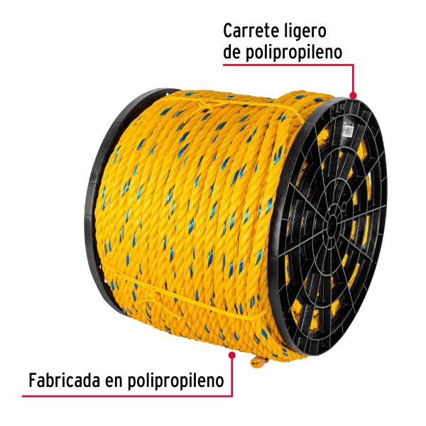 44491 - Kilo de cuerda amarilla de polipropileno 19mm, carrete 30kg