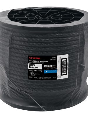 40769 - Kilo de cuerda negra de polipropileno 19 mm, carrete 30kg