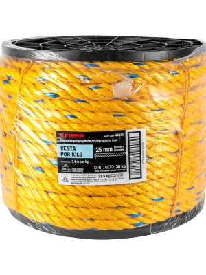 44473 - Kilo de cuerda amarilla de polipropileno 25mm, carrete 30kg