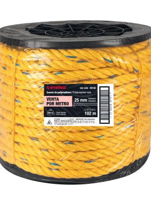 CUE-25ME1.jpg 40182 - Metro de cuerda amarilla de polipropileno 25mm, carrete 102m