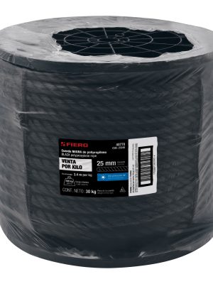 40770 - Kilo de cuerda negra de polipropileno 25 mm, carrete 30kg