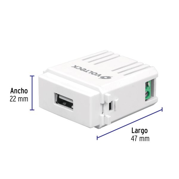 48109 - Módulo puerto USB, línea Italiana, color blanco, Volteck