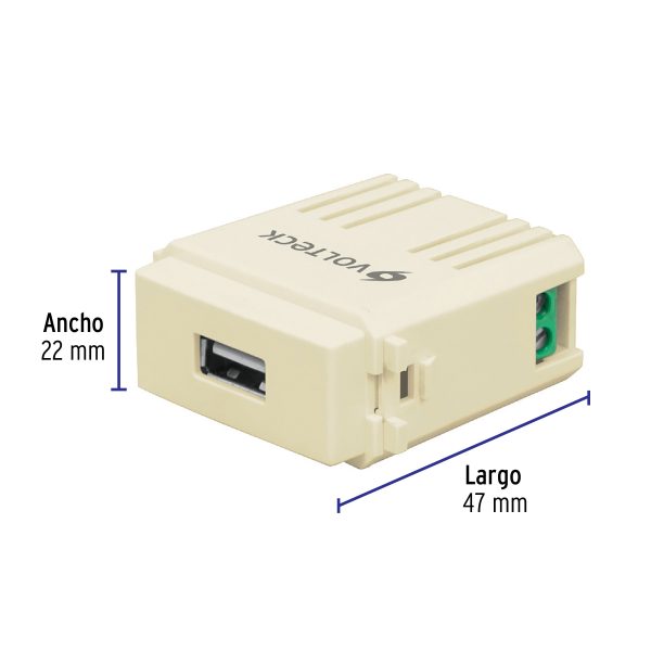 48108 - Módulo puerto USB, línea Italiana, color marfil, Volteck