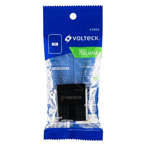 47603 - Módulo USB, línea Italiana, color negro, Volteck