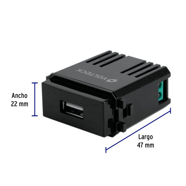 47603 - Módulo USB, línea Italiana, color negro, Volteck