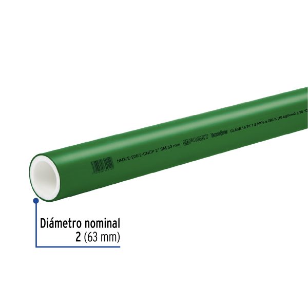 45446 - Tubo de 63mm (2') PPR hidráulico, 4m, 5.4kg, FOSET