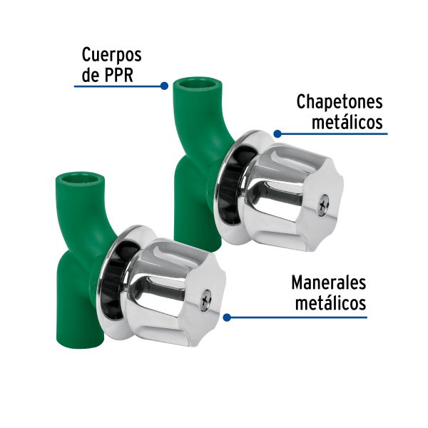 49828 - Caja con 2 llaves de PPR y manerales metálicos para empotrar